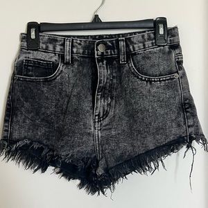 Pretty Little Thing Acid Wash Black High Rose Shorts